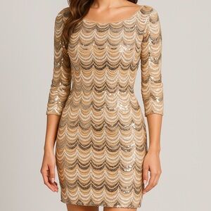 Crystal Doll Nude Sequin Bodycon Dress – Size M